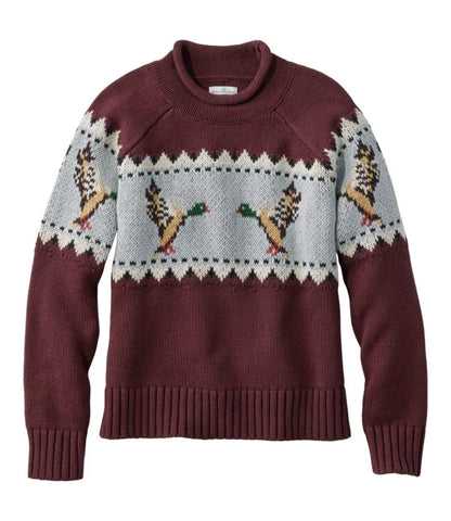 Women's Signature Original Cotton Sweater, Rollneck Novelty