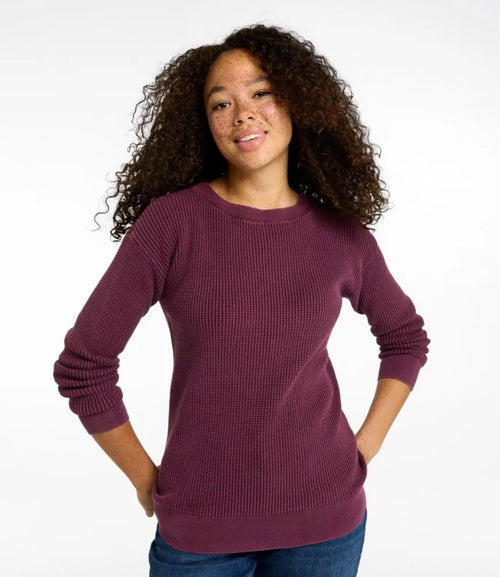 Women's Sunwashed Waffle Sweater, Pullover