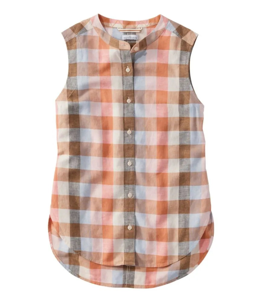 Women's Signature Linen-Blend Button-Front Shirt, Sleeveless