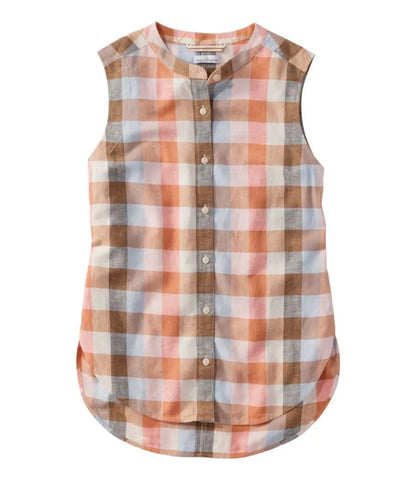 Women's Signature Linen-Blend Button-Front Shirt, Sleeveless