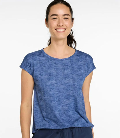 Women's Streamside Tee, Short-Sleeve Ruched Crew Print