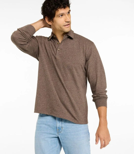 Men's Carefree Unshrinkable Polo, Long-Sleeve, Without Pocket