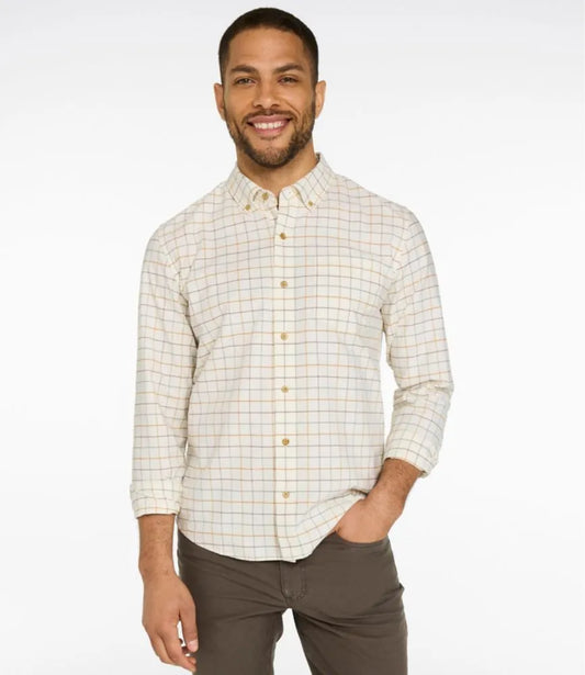 Men's Sunwashed Oxford Shirt, Slightly Fitted Untucked Fit, Plaid
