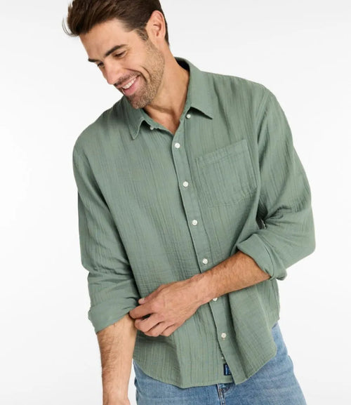Men's Cloud Gauze Shirt, Long-Sleeve, Slightly Fitted Untucked Fit