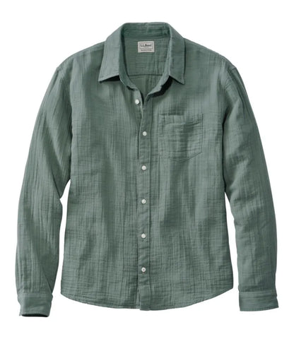 Men's Cloud Gauze Shirt, Long-Sleeve, Slightly Fitted Untucked Fit