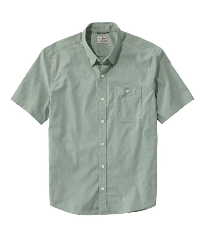 Men's Comfort Stretch Performance® Chambray Shirt, Short-Sleeve, Slightly Fitted Untucked Fit
