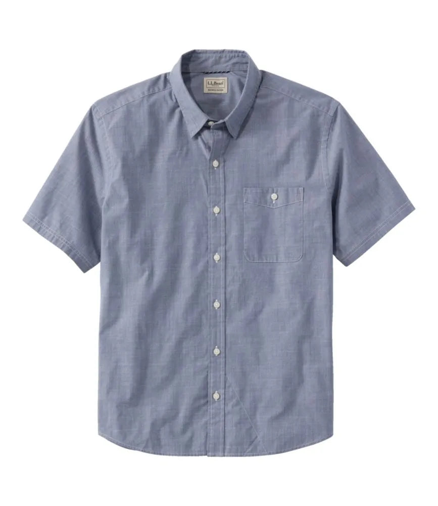 Men's Comfort Stretch Performance® Chambray Shirt, Short-Sleeve, Slightly Fitted Untucked Fit