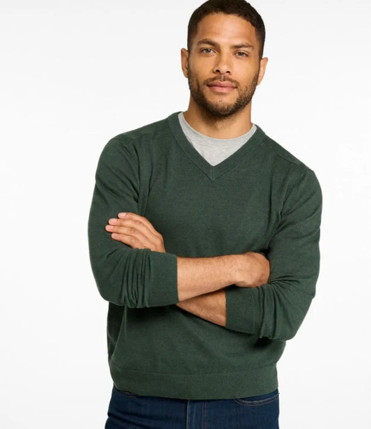 Men's All Seasons Cotton Blend Sweater, V-Neck