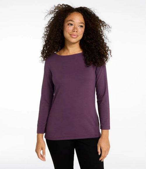 Women's Soft Stretch Supima-Blend Tee, Boatneck Bracelet-Sleeve