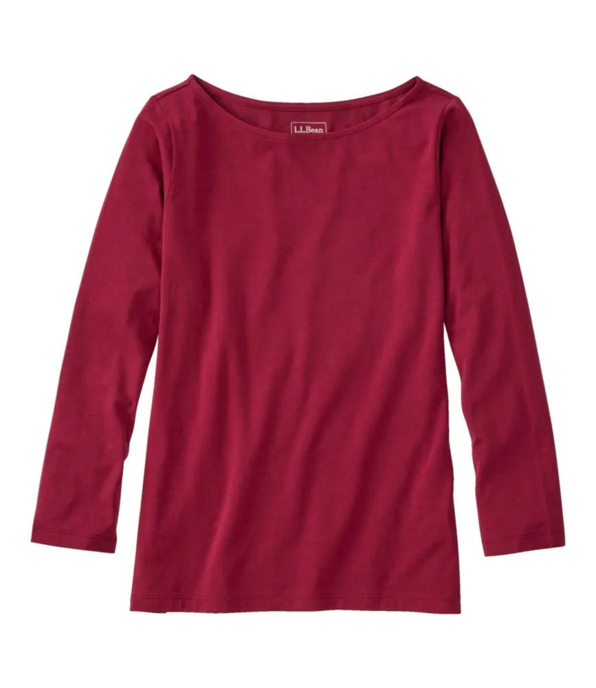 Women's Soft Stretch Supima-Blend Tee, Boatneck Bracelet-Sleeve