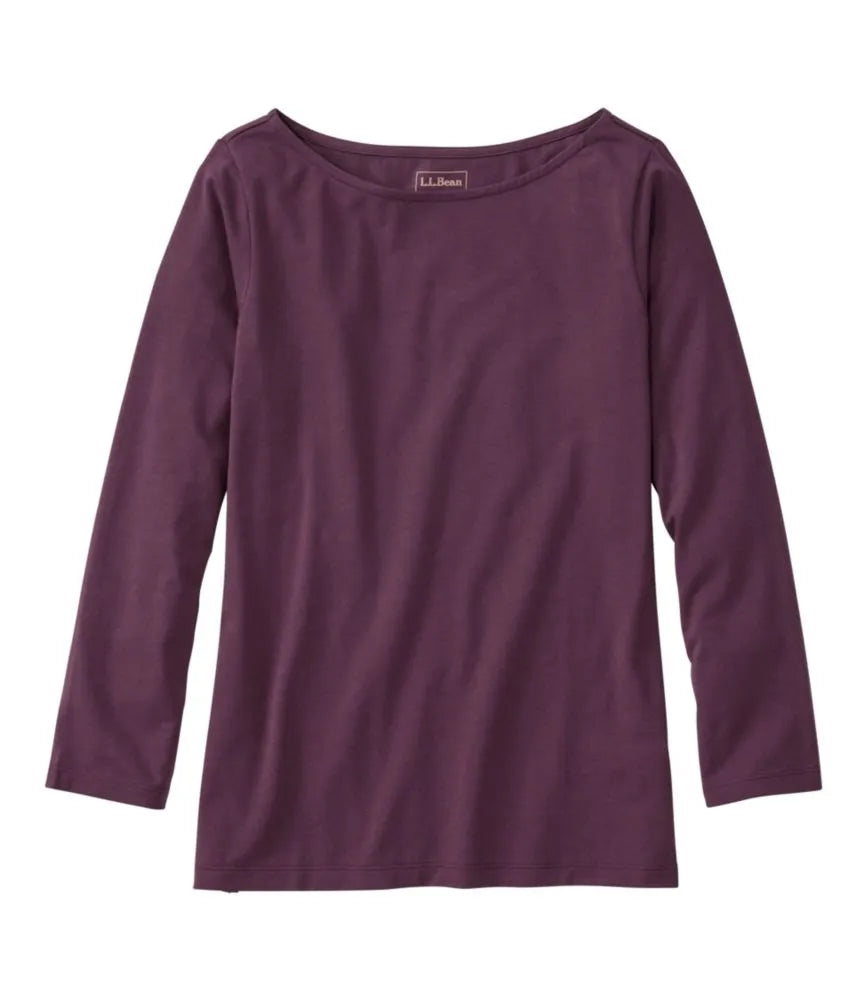 Women's Soft Stretch Supima-Blend Tee, Boatneck Bracelet-Sleeve