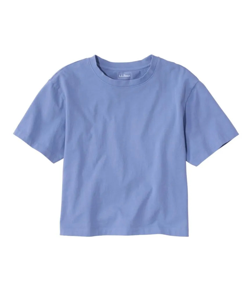 Women's Sunwashed Tee, Short-Sleeve Cropped Boxy Crewneck