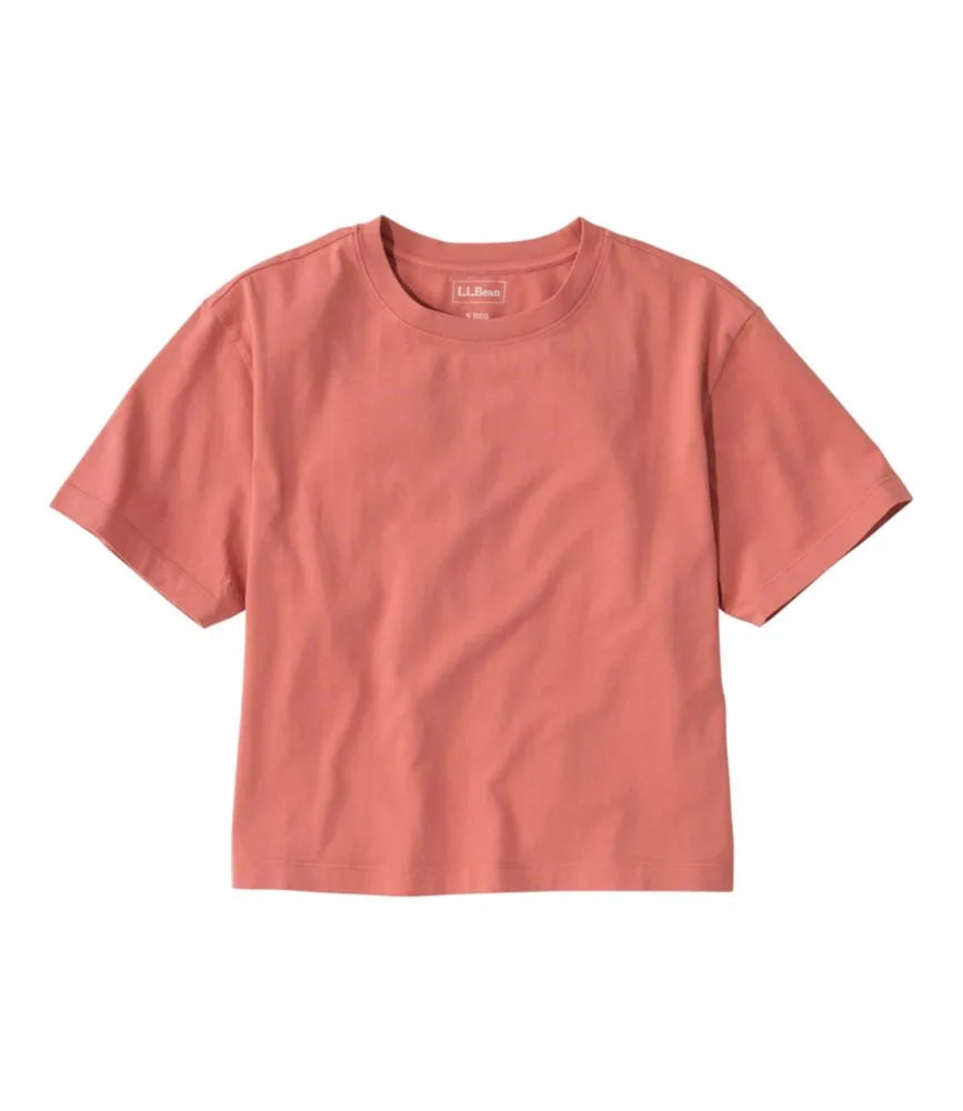 Women's Sunwashed Tee, Short-Sleeve Cropped Boxy Crewneck