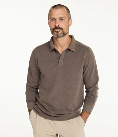 Men's Mountainside Micro Waffle Polo, Long-Sleeve