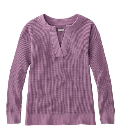 Women's Sunwashed Waffle Sweater, Splitneck