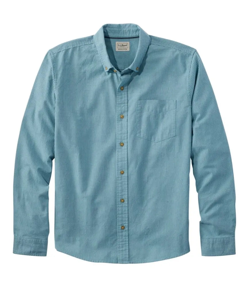 Men's Sunwashed Oxford Shirt, Slightly Fitted Untucked Fit, Stripe