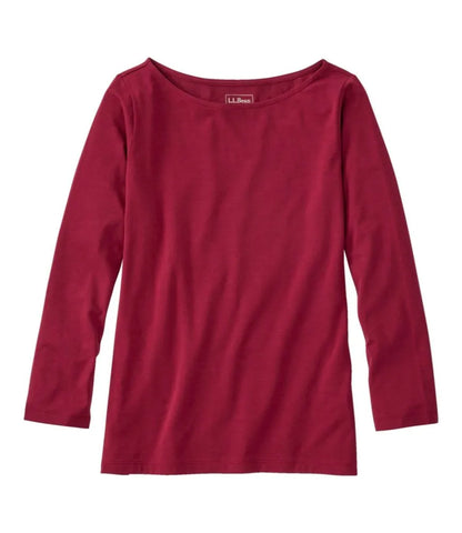 Women's Soft Stretch Supima-Blend Tee, Boatneck Bracelet-Sleeve