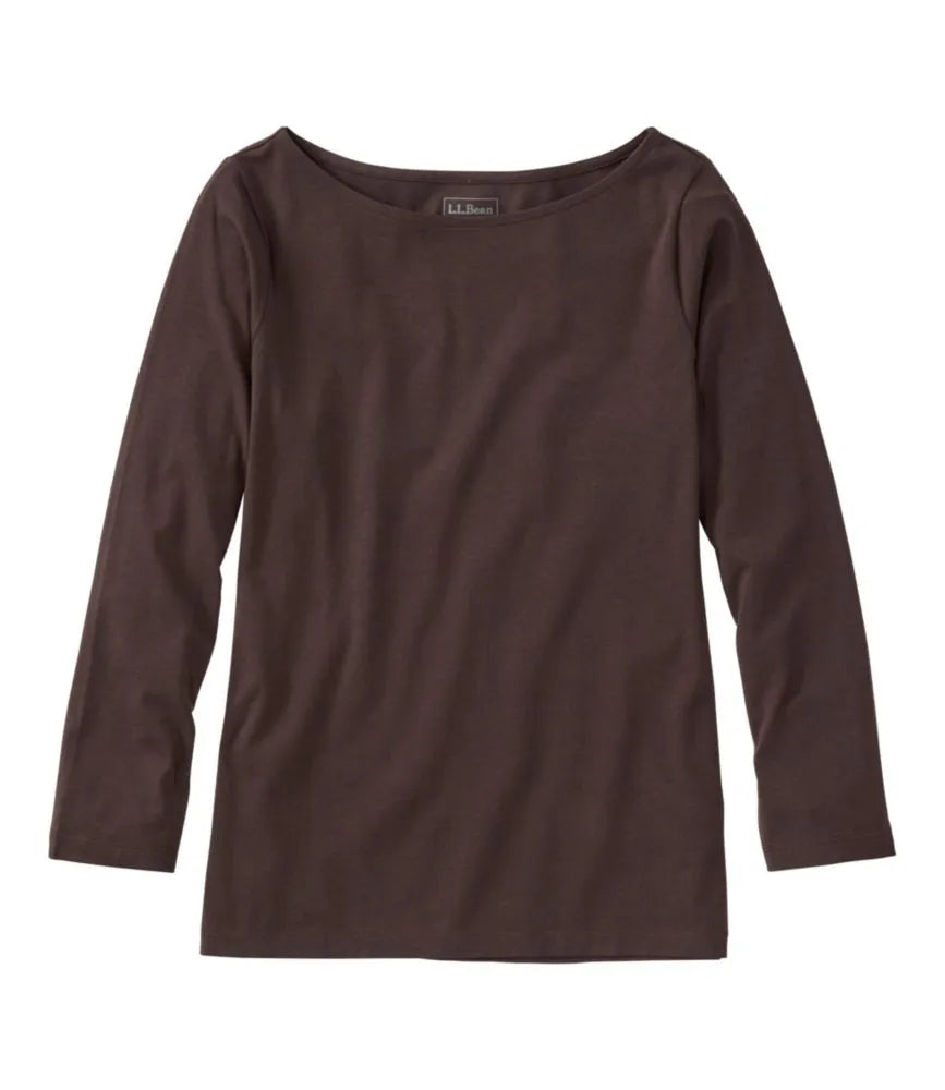 Women's Soft Stretch Supima-Blend Tee, Boatneck Bracelet-Sleeve