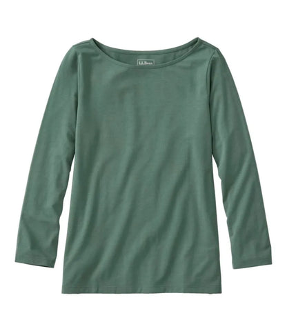 Women's Soft Stretch Supima-Blend Tee, Boatneck Bracelet-Sleeve