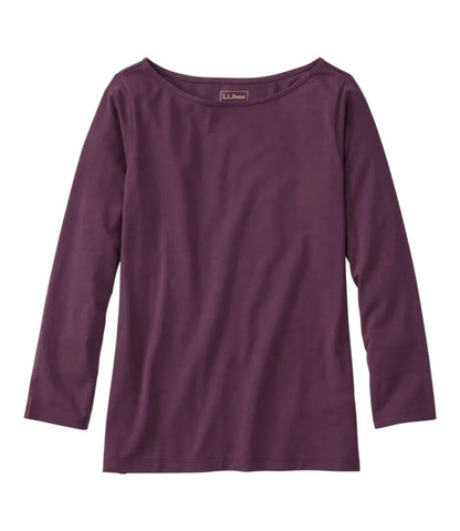 Women's Soft Stretch Supima-Blend Tee, Boatneck Bracelet-Sleeve