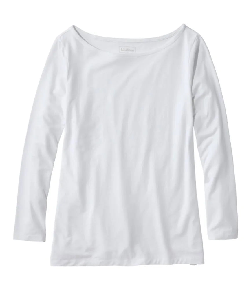 Women's Soft Stretch Supima-Blend Tee, Boatneck Bracelet-Sleeve