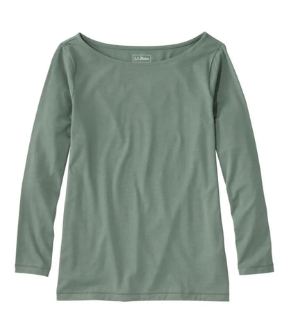 Women's Soft Stretch Supima-Blend Tee, Boatneck Bracelet-Sleeve