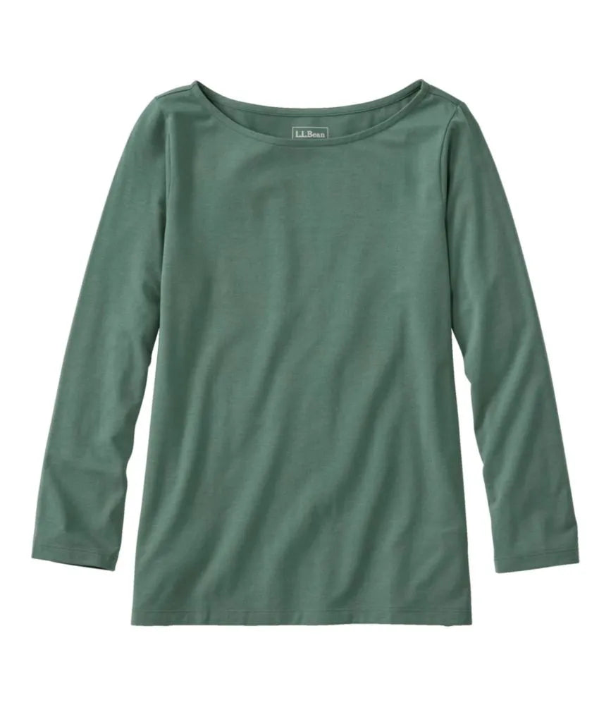 Women's Soft Stretch Supima-Blend Tee, Boatneck Bracelet-Sleeve