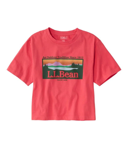 Women's Sunwashed Tee, Short-Sleeve Cropped Boxy Crewneck Logo