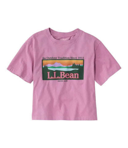 Women's Sunwashed Tee, Short-Sleeve Cropped Boxy Crewneck Logo