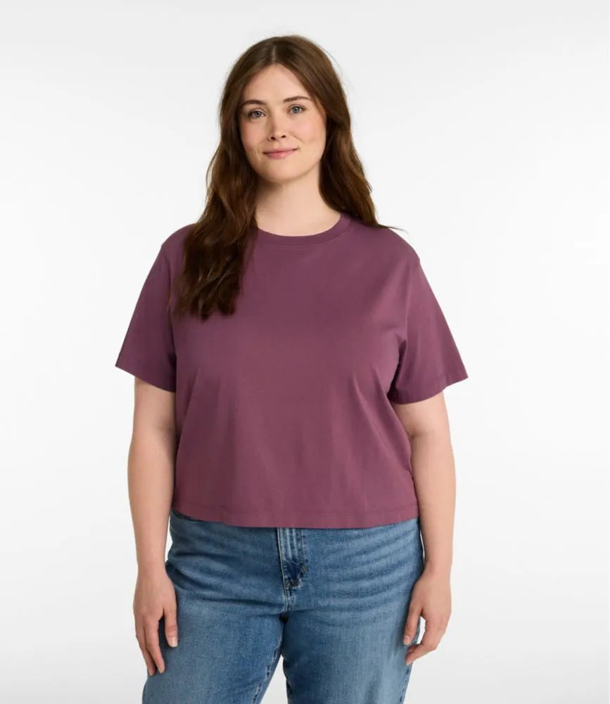 Women's Sunwashed Tee, Short-Sleeve Cropped Boxy Crewneck