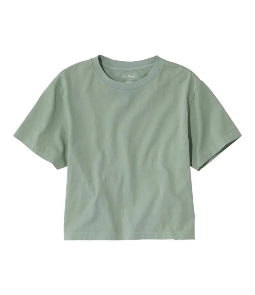 Women's Sunwashed Tee, Short-Sleeve Cropped Boxy Crewneck
