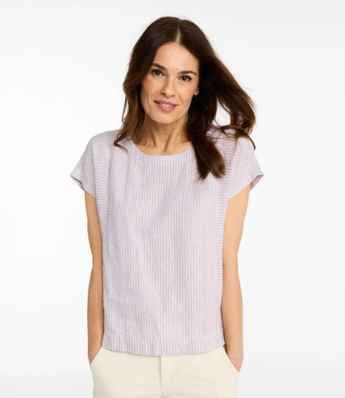 Women's Premium Washable Linen Shirt, Short-Sleeve Stripe