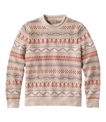 Men's L.L.Bean Organic Cotton Waffle Sweater, Crewneck, Fair Isle