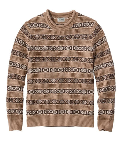 Men's L.L.Bean Organic Cotton Waffle Sweater, Crewneck, Fair Isle