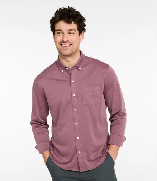 Men's Comfort Stretch Performance® Button-Front Knit Shirt, Long-Sleeve