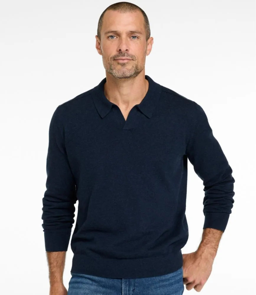 Men's All Seasons Cotton Blend Sweater, Long-Sleeve Polo