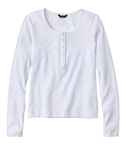 Women's Signature Premium Essential Pointelle Tee, Long-Sleeve Henley