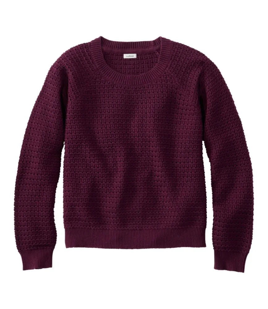 Women's Sunwashed Openwork Sweater, Crewneck