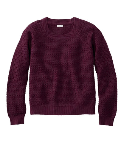 Women's Sunwashed Openwork Sweater, Crewneck