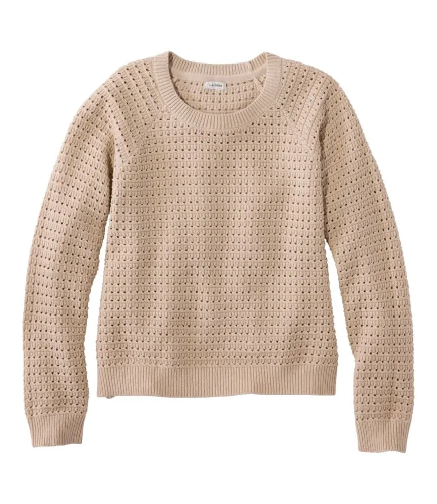 Women's Sunwashed Openwork Sweater, Crewneck