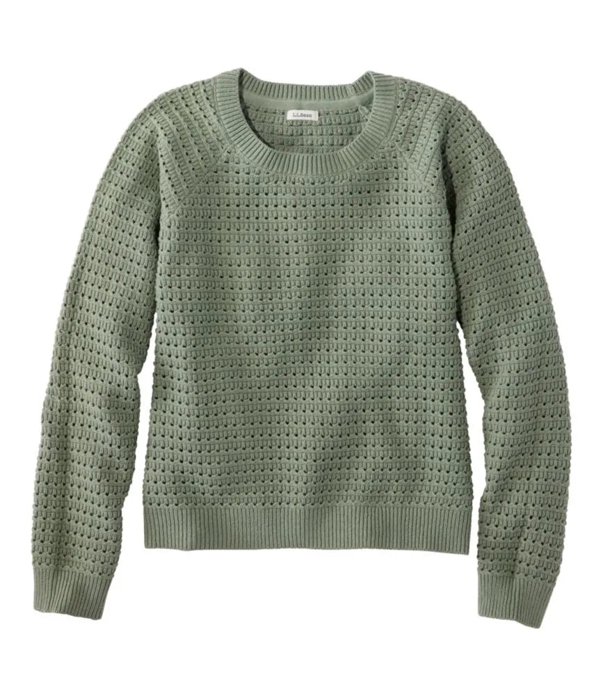 Women's Sunwashed Openwork Sweater, Crewneck