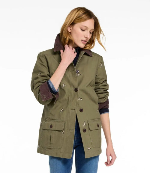 Women's Adirondack Barn Coat, Flannel-Lined Embroidery