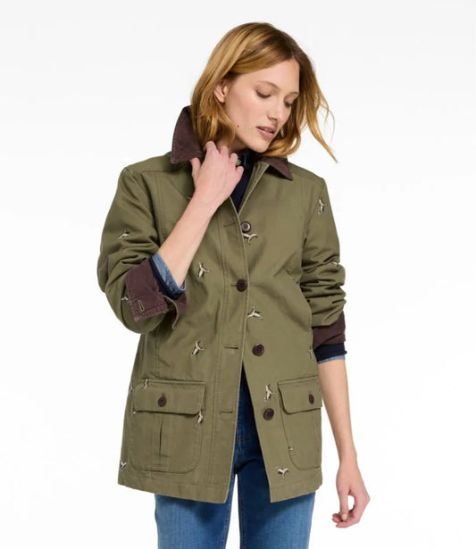 Women's Adirondack Barn Coat, Flannel-Lined Embroidery