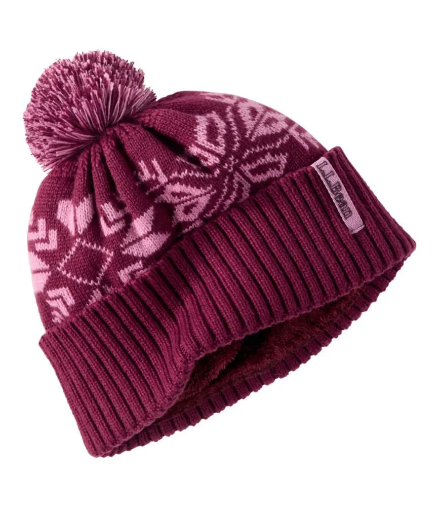 Kids' Snowflake Chunky Yarn Pom Hat