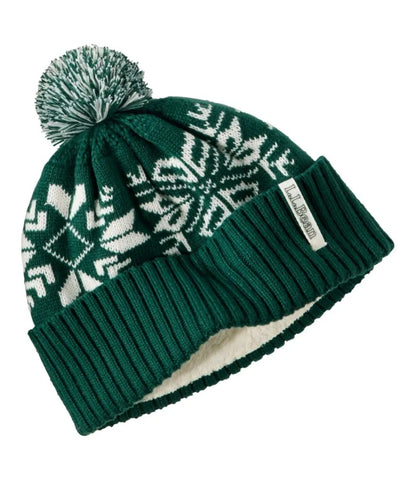 Kids' Snowflake Chunky Yarn Pom Hat