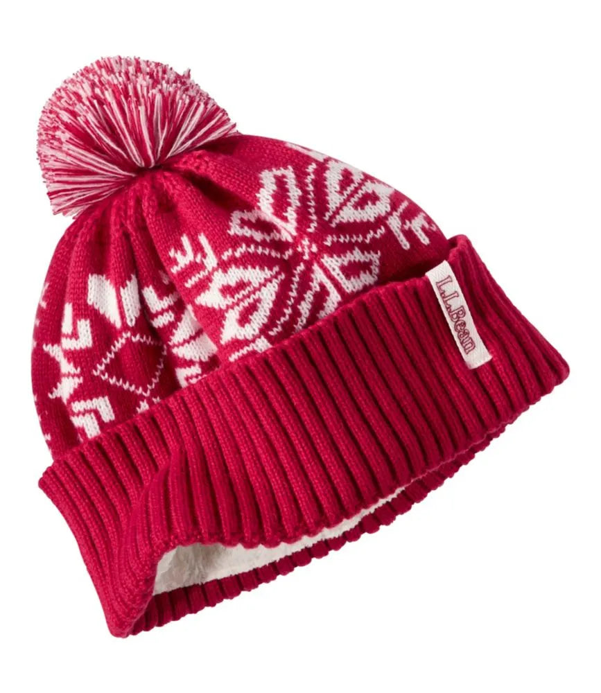 Kids' Snowflake Chunky Yarn Pom Hat