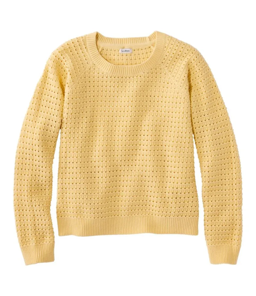 Women's Sunwashed Openwork Sweater, Crewneck