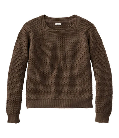 Women's Sunwashed Openwork Sweater, Crewneck