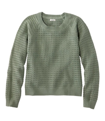 Women's Sunwashed Openwork Sweater, Crewneck