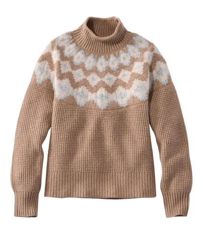 Women's Supersoft Waffle Sweater, Mockneck Fair Isle